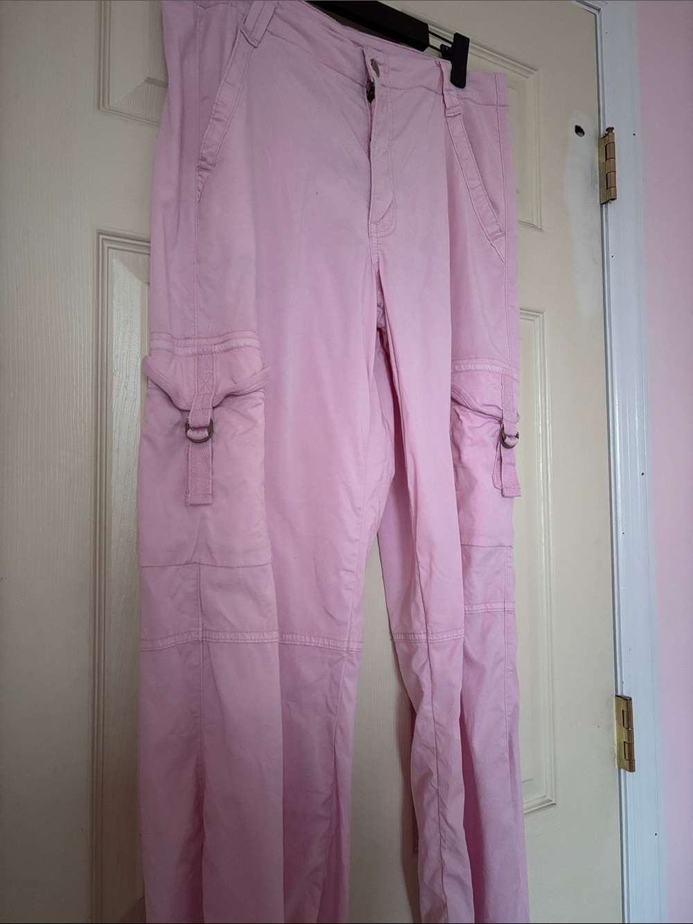 American Eagle Outfitters Pale Pink Cargo Stretch Pants